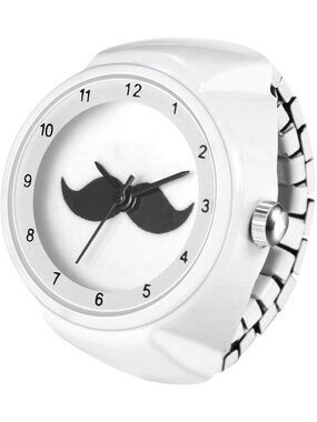Unisex White Analog Quartz Stainless Steel Arabic Numerals Casual Ring Watch